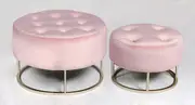 Nested ottoman sets velvet stools with gold metal base in pink