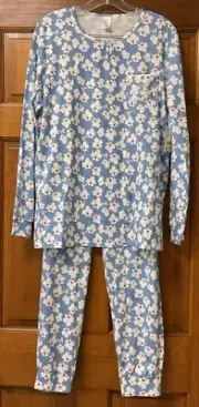 Calida Of Switzerland Women's Cotton Tunic Pajamas Set Blue Floral Size XS NWT