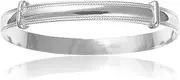 Designer Inspirations Boutique Plain Polished Expanding/Expandable/Adjustable Bangle Bracelet for Baby/Child/Children/Women - 925 Sterling Silver - Baby/Childrens Jewellery