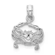 14K White Gold Blue Crab Charm