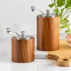 Manual Coffee Grinder Burr Vintage Wood Easy Clean Brown Solid Small Kitchen