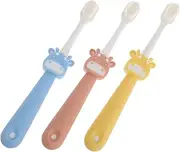 LALADEFIEE 3pcs Soft Bristle Boys and Girls Toothbrush Toddler Toothbrush Fine Soft Cartoon Deer Non-slip for Tooth Cleaning