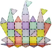 PicassoTiles 48 Piece Magnetic Blocks Magnet Tiles Magnets Building Blocks Construction Toy Set with Reflective Leaf Flakes Magnetic Building Tiles Toys STEM Learning Kit Stacking Block Playset PTJ48