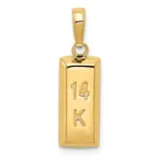 14k Yellow Gold 3D Gold Bar Pendant