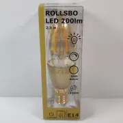 IKEA Rollsbo LED Bulb E14 200 Lumen Dimmable Chandelier Brown Clear Glass New