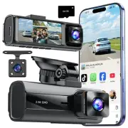 2.5K QHD Dash Cam Front and Rear Inside, 3 Channel Dash Camera for Cars with ...