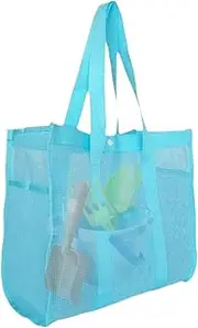 [Generic] Mesh Beach Bag | Tote Bag for Beach,Mesh Pouch Waterproof, Sandproof Toy Organizer Large Reusable Storage for Family Swim Summer Cruise Travel Kids Camping