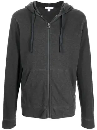 zipped-up fleece hoodie