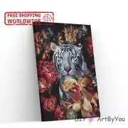 Paint By Numbers Kit White Tiger Animal Decor Home Framed Adult Brush Art Canvas