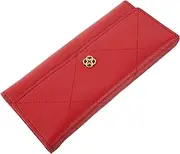 [FOMIYES] Long Wallet for Women Large Capacity PU Leather Money Holder with Multiple Card Slots Portable Id Pouch Compact Design for Everyday Use Stylish Red Color