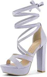 [Allegra K] Women's Lace Up Platform Chunky High Heels Sandals