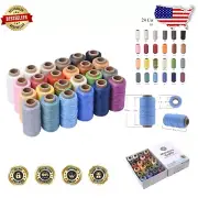 24 Assorted Colors Waxed Polyester Thread - Durable 1mm for Leather Crafting