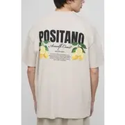 Mens Stone Tall Lemon Back Graphic Oversized T-Shirt