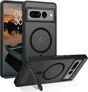 [GUAGUA] for Google Pixel 7 Pro Case with Stand, Magnetic Cases with Foldable Invisible Stand Translucent Matte Back Slim Protective Shockproof Kickstand Phone Case for Google Pixel 7 Pro 6.7", Black