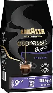 Lavazza, Espresso Barista Intenso, 1 Kg, Drum Roasted Coffee Beans, Ideal for Espresso Coffee Machines, Aromatic Notes of Cocoa and Wood, Arabica and Robusta, Intensity 9/10, Medium Roasting, 1 Kg