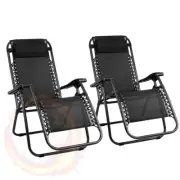 Gardeon Zero Gravity Chairs x 2 Reclining Outdoor Furniture Sun Lounge Folding