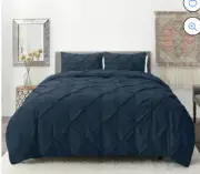 nestl Pinch Pleat Duvet Cover Twin 2 Pieces Navy