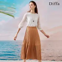 在飛比找momo購物網優惠-【Diffa】鬆緊壓褶長裙-女