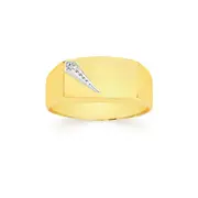 9ct Gold Diamond Signet Gents Ring