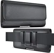 DeBin Holster for iPhone 15 Pro Max Plus, 14 Pro Max 13 Pro Max 12 Pro Max 11 Pro Max, Xs Max, 8 Plus Cell Phone Case with Belt Clip ID Card Belt Holder Pouch Cover (Fits Phone with Case) Large Black