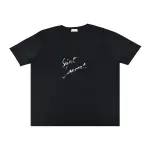 【YSL】YSL SAINT LAURENT草寫白字LOGO休閒純棉短袖圓領T恤(女款/黑)