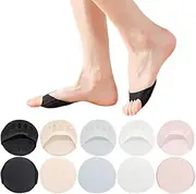 [Dress Cici] Forefoot Cushion Pads Toe Topper Socks, No Show Socks for Pump Mules Flats Shoes (5 Pack)