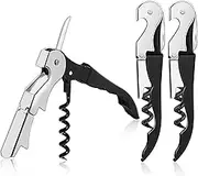 3 Pcs Waiters Friend Bottle Opener, Wine Corkscrew and Wine Opener - Wine Key for Servers with Foil Cutter,Stainless Steel/Black,Thickened Version Wine Corkscrew