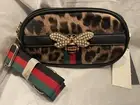 Animal Print Vegan Leather Wallet Bag With Detachable Strap Queen Bee Gem Pearl