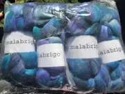 Malabrigo Nube Merino Wool Roving 4oz Hand Dyed Fiber Spinning Braid Azules