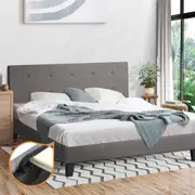 Oikiture Bed Frame Queen Double King Single Base Bed Platform Wooden Fabric