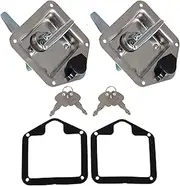 marddpair 2 Trailer Door Latch Folding T-Handle Lock with Gasket and Keys Stainless Steel Polished for Trailer Door RV Camper Truck Bed Toolboxes