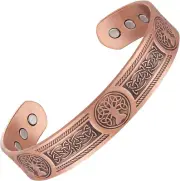 Copper Bracelet for Men, Cuff Bangle, Gauss Magnetic, Tree of Life Bracelets