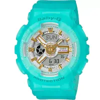 在飛比找博客來優惠-【CASIO】BABY-G 夏日絢麗海玻璃休閒雙顯錶-藍綠(