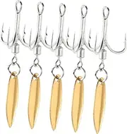 Enhanced Catch Rates 5pcs Willow Leaf Rotating Treble Hooks Fish Swivels for Bass Trout