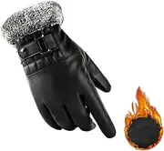 [VALICLUD] Men's Gloves Windproof Thicken Touch Screen Pu Leather Ideal for Cycling Skiing
