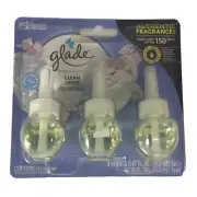 Glade PlugIns Clean Linen Scented Oil Refills 0.67 Fl. Oz Each 3 Pack NEW