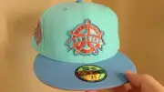Exclusive Texas Rangers Fitted Hat 7 1/2 Two 2 Tone Icy Topperz Metallic 40th
