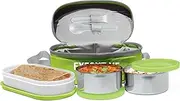 Milton Lunch Box Set for Adults and Kids, Bento Box with Jacket, Stainless Steel, Leak Proof, Perfect for Meal Prep, Snack Box, Food Storage & School, Easy to Clean, Executive 3 Containers, Green