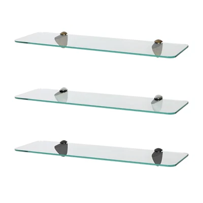 Rounded Floating Glass Bathroom Shelf 50cm Chrome/Black/Gold Shower Storage Rack