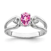 Solid 14k White Gold 6x4mm Oval PinK Simulated Sapphire AAA CZ Ring