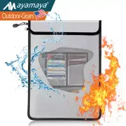 Fireproof Document Bag w/Zipper Waterproof Money Pouch Organizer Safe Storage