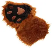 [GLSTOY] Women's Fingerless Gloves Cat Paw Style Thermal Warm Touch Screen Cosplay Gloves Plush Animal Palm
