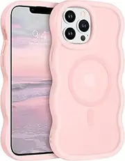 BENTOBEN iPhone 13 Pro Max Case, Cute Wave Magnetic Case for Girl Compatible with Magsafe, Pretty Slim Soft Curly Wavy Frame Anti Slip Shockproof Protective Phone Cases for iPhone 13 Pro Max 6.7",Pink