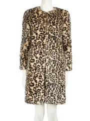 Leopard Print Faux Fur Mid Length Coat