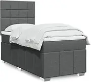 Bed Furniture Box Spring Bed with Mattress Dark Grey King Single Fabric