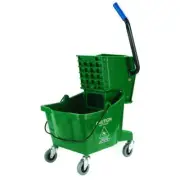 Carlisle Mop Bucket 26 Qt Corrosion Resistant Grip Handle Wheels Square Green