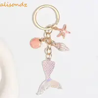 在飛比找蝦皮購物優惠-ALISOND1海星貝殼海螺心鑰匙圈,海星玻璃球美人魚尾巴鑰