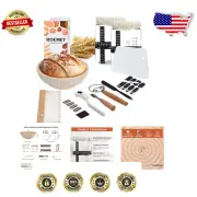 Ultimate Sourdough Bread Making Kit - 2 x 1000ml Jars, Rattan Proofing Basket