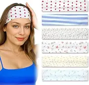 [CIATBYYJ] 6Pcs Headbands for Women Cute Floral Non Slip Headband Soft Stretchy Headbands for Daily Wear Elastic Fabric Headband for Women Yoga, City Walk, Fitness, Sports, Running, Gym