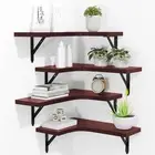 Corner Floating Shelves Wall Mounted Set of 4, Rustic Wood Storage Display Red